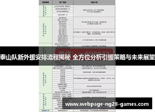 泰山队新外援安排流程揭秘 全方位分析引援策略与未来展望