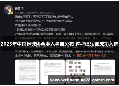 2025年中国足球协会准入名单公布 这些俱乐部成功入选