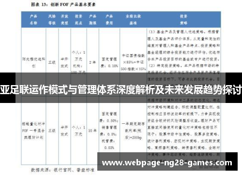 亚足联运作模式与管理体系深度解析及未来发展趋势探讨