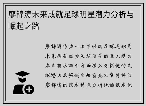 廖锦涛未来成就足球明星潜力分析与崛起之路